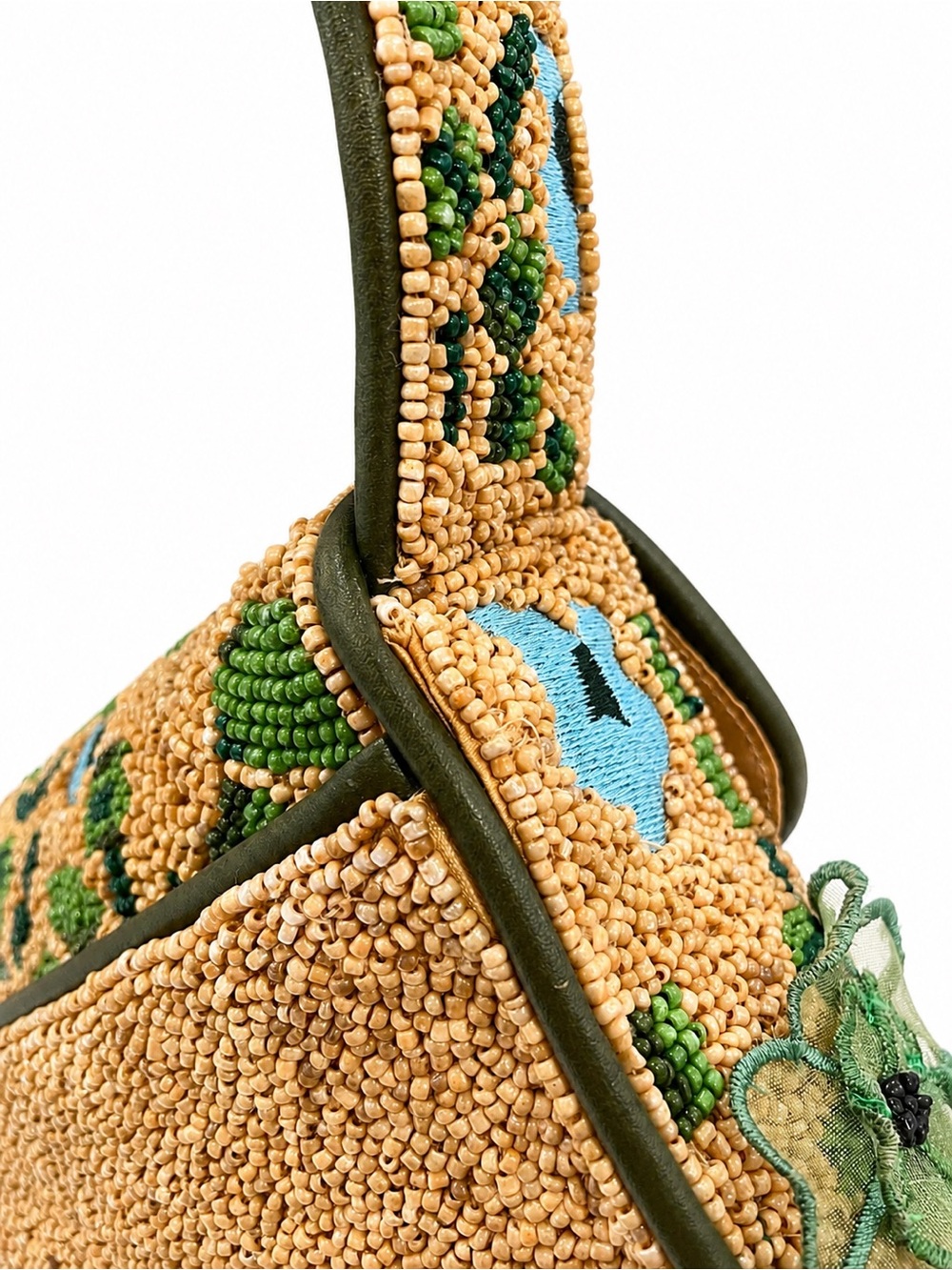 STAUD | Tommy Rare Moss Floral Beaded Shoulder Bag with Floral Appliqué - Picture 9 of 13